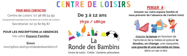 Bannière d'informations Centre de loisirs