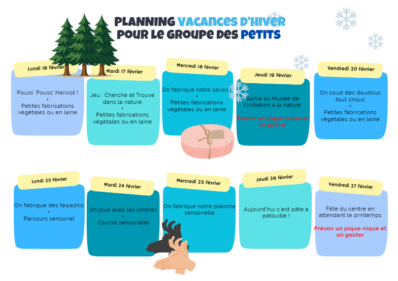 Planning vacances hiver - Groupe petits