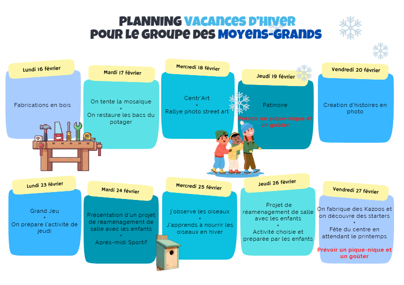 Planning vacances hiver - Groupe grands